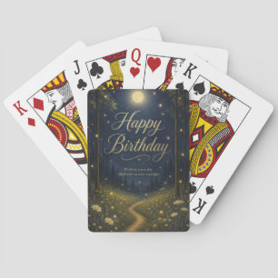 Happy Birthday Enchanted Forest Moonlit Firefly Playing Cards