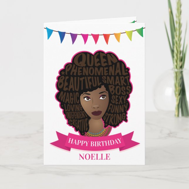 Happy Birthday, Encouraging Black Women, Colourful Card (Front)