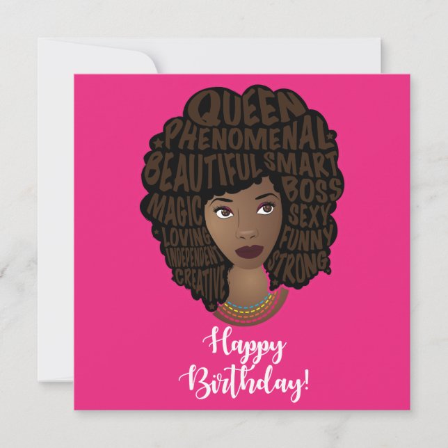 Happy Birthday! Encouraging Black Women, Hot Pink Card (Front)