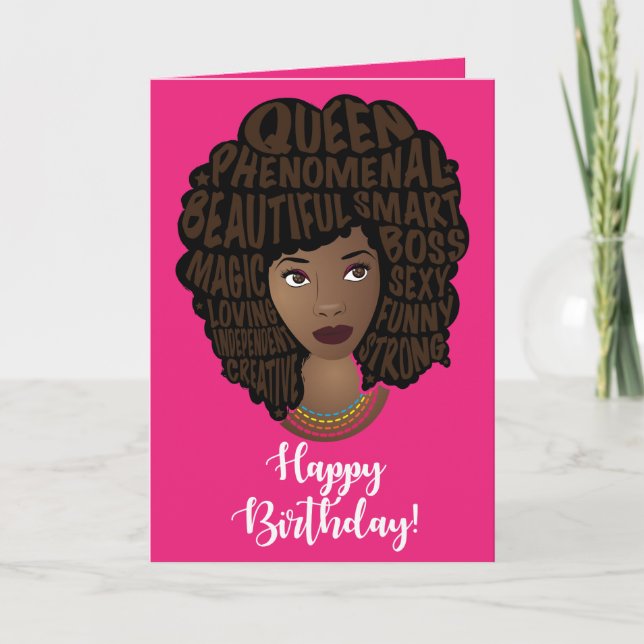 Happy Birthday! Encouraging Black Women, Hot Pink Card (Front)