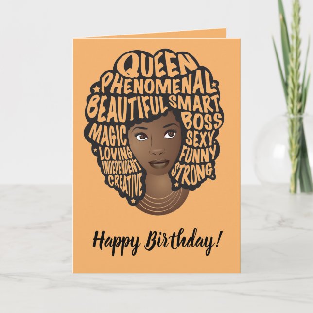 Happy Birthday! Encouraging Black Women, Orange Card (Front)
