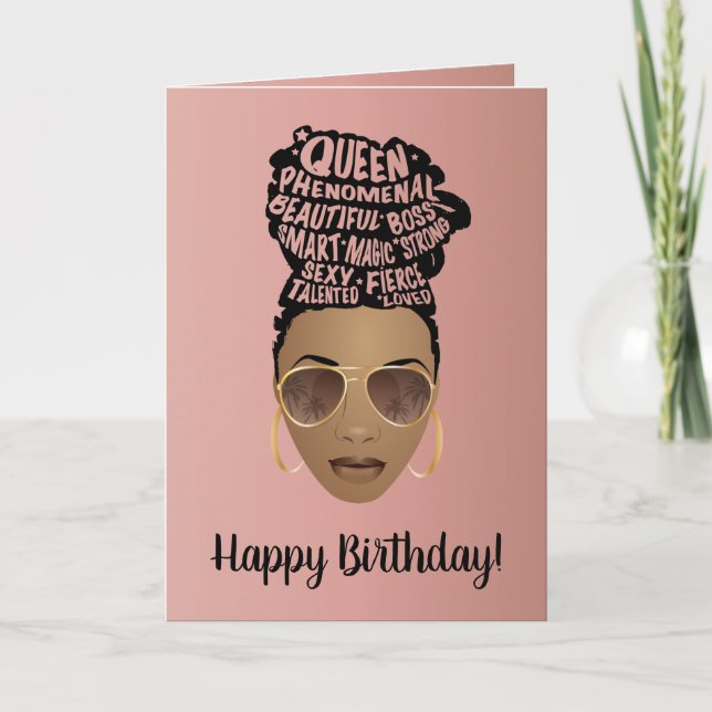Happy Birthday, Encouraging Black Women, Pink Card (Front)