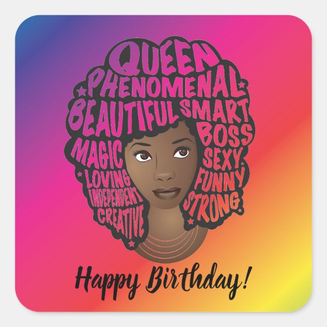 Happy Birthday, Encouraging Women, Rainbow  Square Sticker (Front)