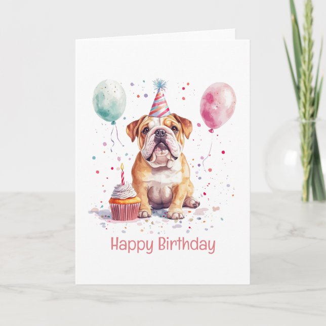 Happy Birthday English Bulldog Card (Front)