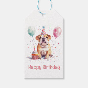 Happy Birthday English Bulldog Gift Tags