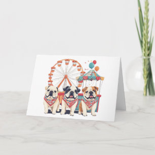 Happy Birthday English Bulldogs At A Carnival Card