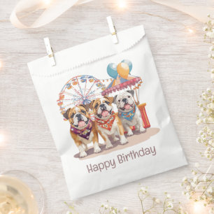 Happy Birthday English Bulldogs At A Carnival  Favour Bags