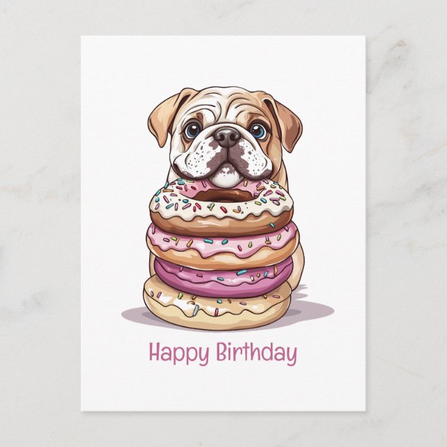 Happy Birthday English Bulldogs Holiday Postcard (Front)