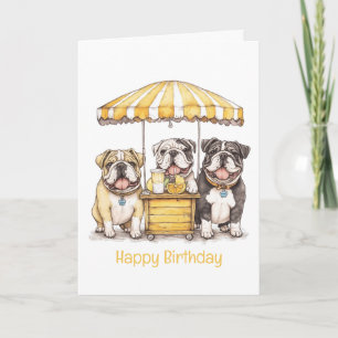 Happy Birthday English Bulldogs Lemonade Stand Card
