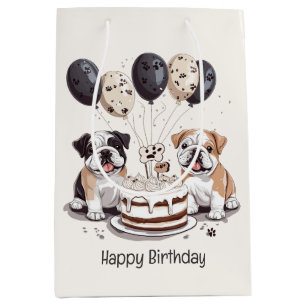 Happy Birthday English Bulldogs Medium Gift Bag