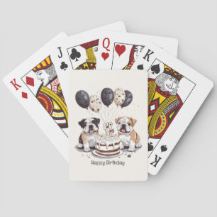 Happy Birthday English Bulldogs Playing Cards