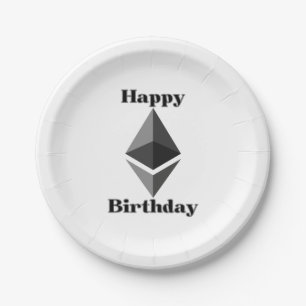 Happy Birthday Ethereum Icon Paper Plates