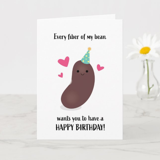 Happy Birthday Every Fibre of My Bean Pun Card (Small Plant)