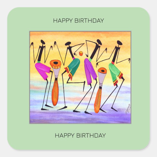 Happy Birthday, Expressing Joy and Happiness Square Sticker (Front)