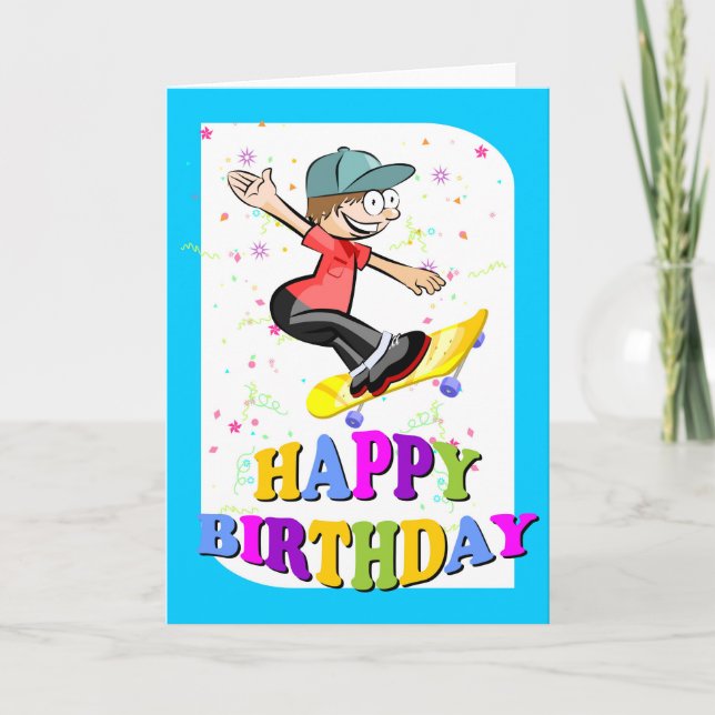 Happy birthday, extreme skateboarder card (Front)