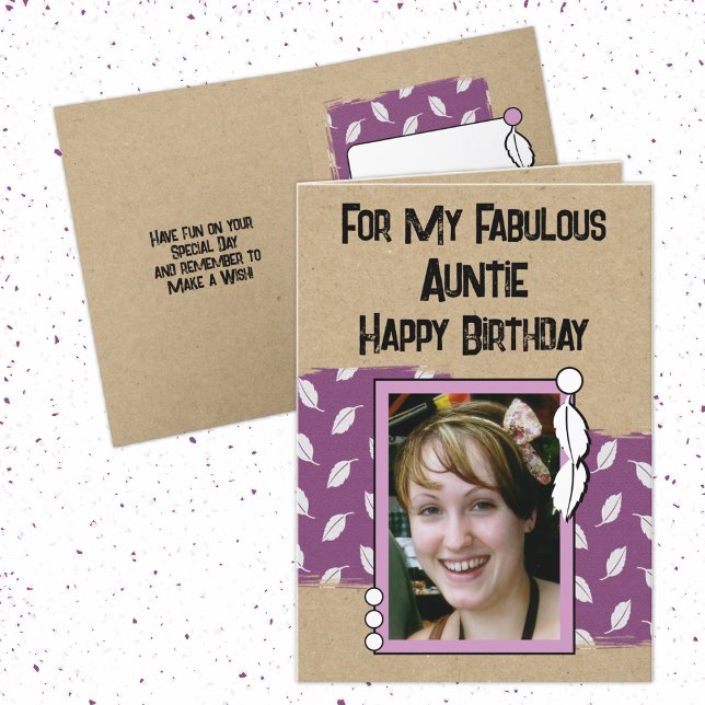 Happy Birthday fabulous auntie photo purple Card (Creator Uploaded)