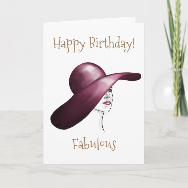 Happy Birthday Fabulous Elegant Woman Drawing Card (Front)