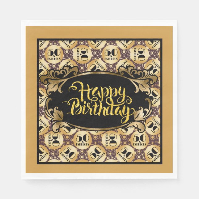 Happy Birthday Fabulous Fifty  Napkin (Front)