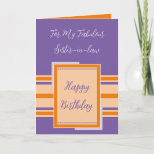 Happy Birthday fabulous sister-in-law purple Card