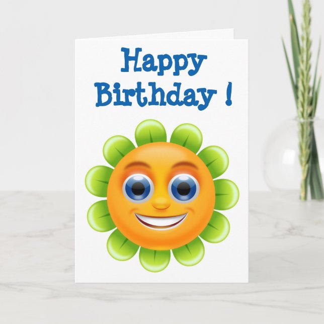 "HAPPY BIRTHDAY FACE FLOWER CARD (Front)