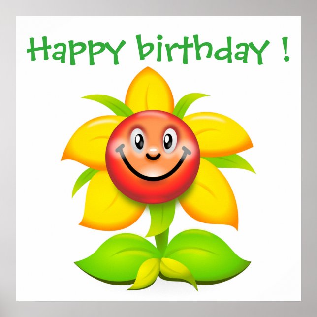 "HAPPY BIRTHDAY FACE FLOWER POSTER (Front)
