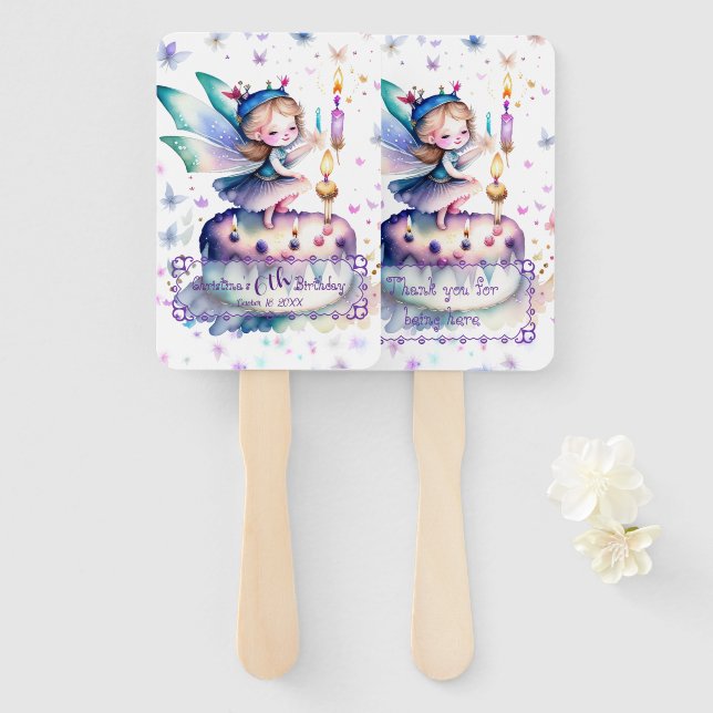 Happy Birthday Fairy 01 Hand Fan (Front and Back)