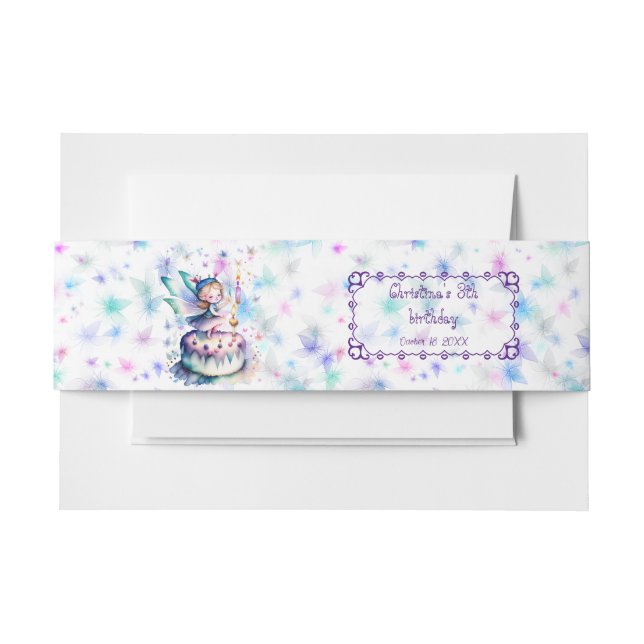 Happy Birthday Fairy 01 Invitation Belly Band (Front Example)