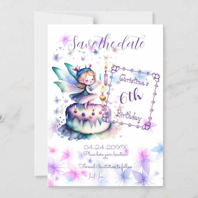 Happy Birthday Fairy 01 Magnetic Invitation (Front)