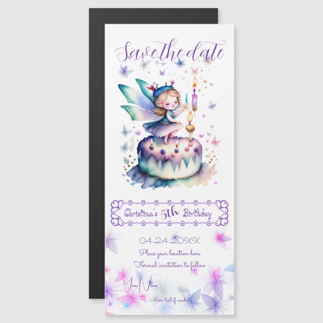 Happy Birthday Fairy 01 Magnetic Invitation (Front/Back)