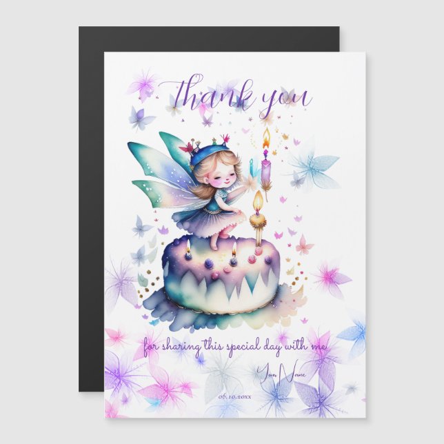 Happy Birthday Fairy 01 Magnetic Invitation (Front/Back)