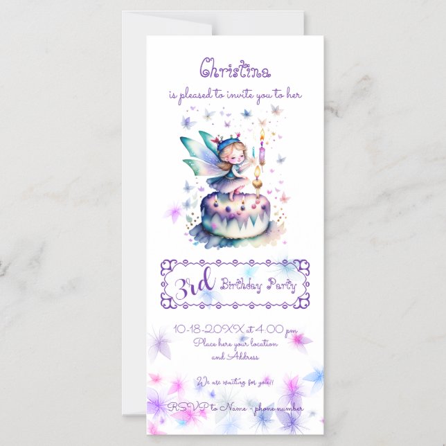 Happy Birthday Fairy 01 Magnetic Invitation (Front)