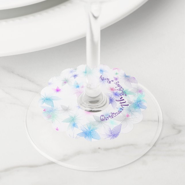 Happy Birthday Fairy 01 Wine Glass Tag (Close Up)