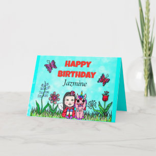 Happy Birthday Fairy and Unicorn Personalised Card