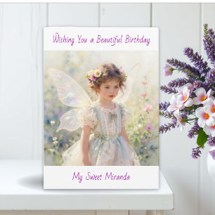 Happy Birthday Fairy Floral Themed Personalized  Card