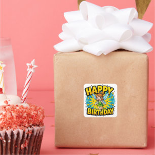 Happy Birthday Fairy Square Sticker