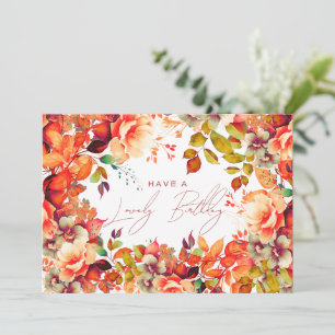 Happy Birthday Fall Autumn Garden Floral Card
