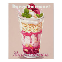 Happy Birthday Falooda Ice-cream Kawaii Cartoon 