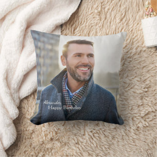 Happy Birthday Family Dad Man Photo Personalise Cushion