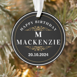 Happy Birthday Family Ornament Monogram & Photo