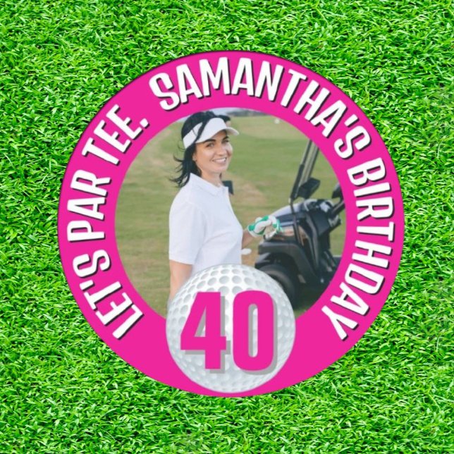 Happy Birthday Fantastic Pink lady Golfer  Classic Round Sticker (Celebrate in Style: A Pink Lady’s Birthday Par-tee!)