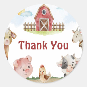 Happy Birthday Farm Animal  Classic Round Sticker