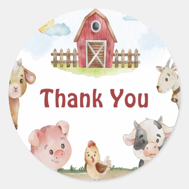 Happy Birthday Farm Animal  Classic Round Sticker (Front)