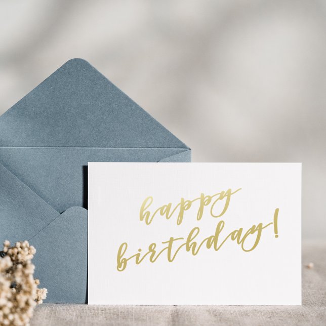 Happy Birthday | Faux Gold Script Postcard (Creator Uploaded)