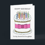 Happy Birthday Favorite Daughter Card<br><div class="desc">An illustration of a large birthday cake covered in lit candles and accompanied by the words 'Happy Birthday to My Favorite Daughter'.</div>