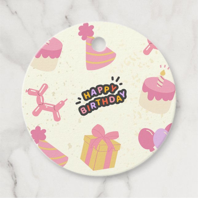 happy birthday favour tags (Front)