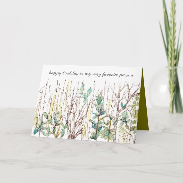 Happy Birthday Favourite Person Sagebrush Plants Card (Front)