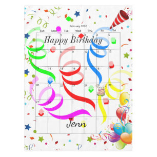 Happy Birthday February 2022 Tablecloth