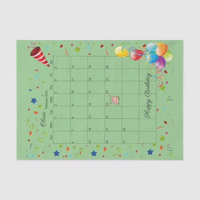 Happy Birthday February 2022 Tissue Paper (Front)