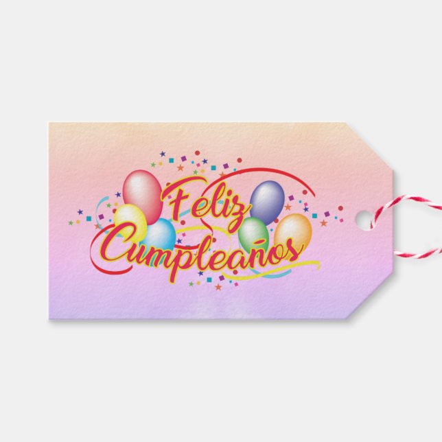 Happy Birthday | Feliz Cumpleaños Gift Tags (Front (Horizontal))