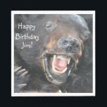 Happy Birthday Ferocious Bear Napkin<br><div class="desc">These birthday party napkins feature a scary roaring bear. Great for that He-man or hunter in your life! The text can be changed or eliminated to fit your need.</div>